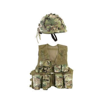 Kids Assault Vest & Helmet Set Multicam

