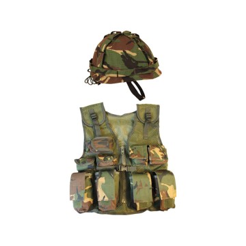 Kids Assault Vest & Helmet Set Woodland Camo


