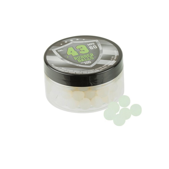 100 RSB Rubber .43 cal Reballs Glow In The Dark Green

