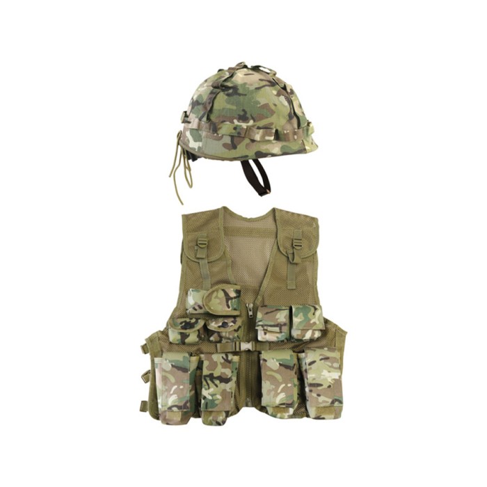 Kids Assault Vest & Helmet Set Multicam

