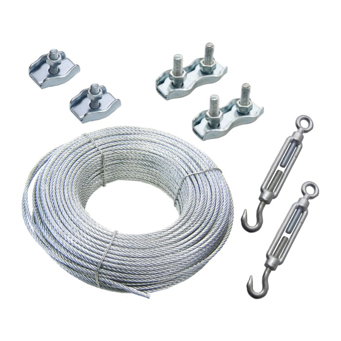 Staalkabelset voor Paintball net 4x100 meter